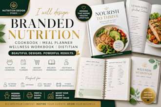 design a branded nutrition cookbook meal planner wellness workbook dietitian