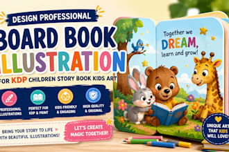 design professional board book illustration for KDP children story book kids art