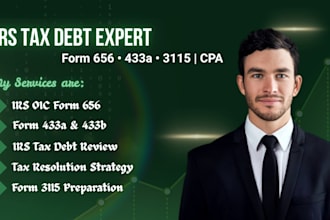 prepare irs offer in compromise form 656, 433a, 433b and form 3115 as a CPA