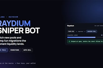 build a solana raydium sniper bot for new pools and migrations