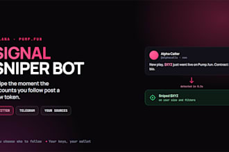 build a twitter and telegram signal sniper bot for solana
