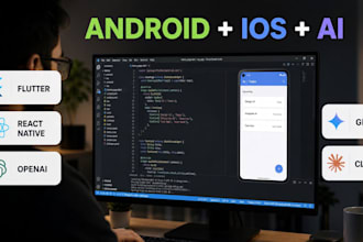 develop flutter, react, native ai mobile app android ios app with ai integration