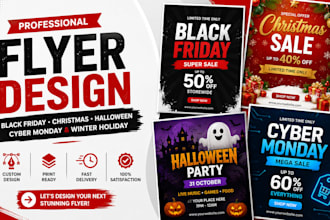 design black friday winter holiday halloween cyber monday christmas flyer