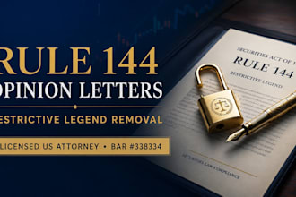 write a rule 144 legal opinion for restrictive legend removal