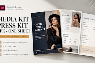 design a media kit, press kit, epk and one sheet
