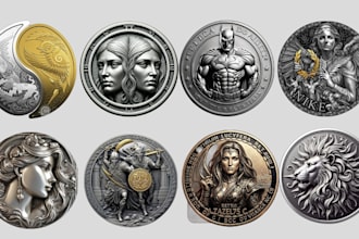 create custom 3d coin model challenge coin medallion bas relief stl medal model