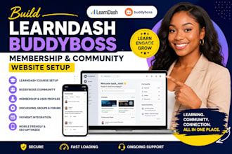 build learndash buddyboss membership and community website setup