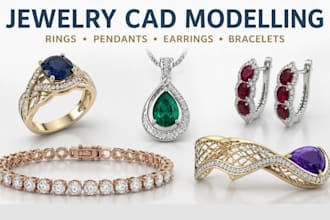 create custom 3d jewelry cad for rings, pendants, earrings, bracelets, necklaces