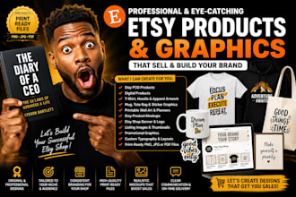 design etsy pod products, digital products design, etsy banner and logo design