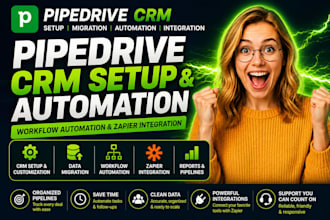 pipedrive CRM setup, data migration, workflow automation and zapier integration