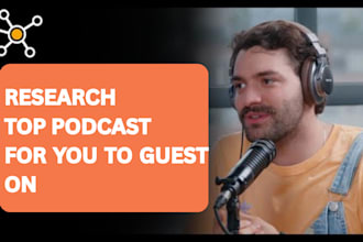 research top podcast for you to guest on, podcast guest outreach, podcast guest