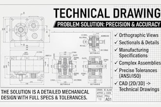 create 2d technical cad drawings for manufacturing