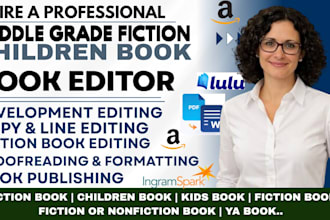 developmental book edit middle grade book, copy line edit children fiction book