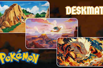 design custom anime playmat, pokemon tcg playmat, mtg, board game design