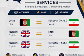 provide premium english to dari  translation