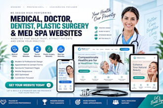 design a professional medical, dentist, doctor, plastic surgery, med spa website