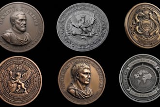 create custom 3d coin model, challenge coin, bas relief, medallion and stl