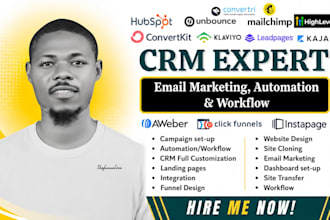 setup email automation, workflow using mailchimp, hubspot, aweber, gohighlevel