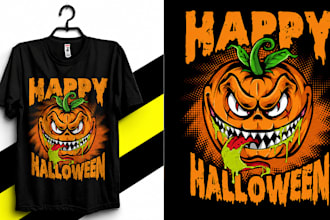 do halloween t shirt design for pod, merch by amazon and personal use