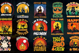 do custom halloween scary spooky horror t shirt design for pod