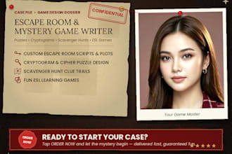 write escape room mystery game script puzzle cryptogram scavenger hunt esl game