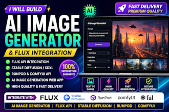 ai image generator using flux, stable diffusion, ai model and comfyui API