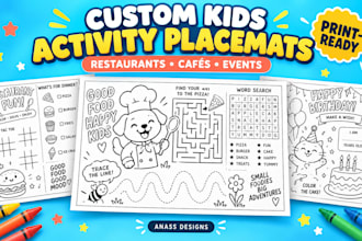 design printable kids activity placemats