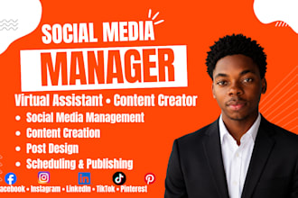 social media manger,social media virtual assistant, content creator, post design