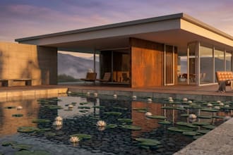 create photorealistic 3d exterior rendering of modern villa house