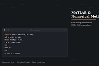 solve matlab and numerical methods assignments and scripts