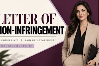 be your amazon legal counsel for your non infringement letter