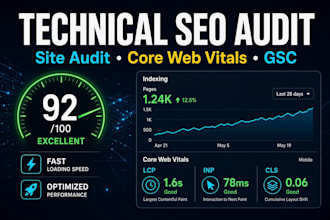 do professional technical SEO audit, site audit, core web vitals and gsc