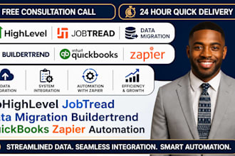 gohighlevel jobtread data migration buildertrend  quickbooks zapier automation