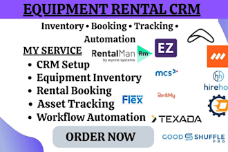 setup equipment rental CRM, inventory, booking automation and tracking system