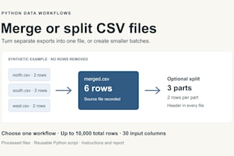 merge or split CSV files with a reusable python script