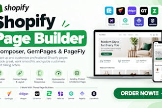 setup shopify page builder ecomposer gempages shogun ot section zipify helplab