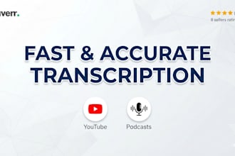 do accurate english audio or video transcription for youtube and podcasts