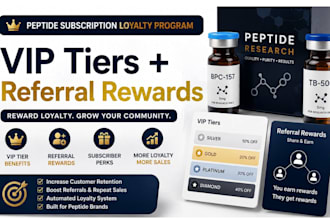 build peptide subscription loyalty program vip loyalty tiers referral rewards