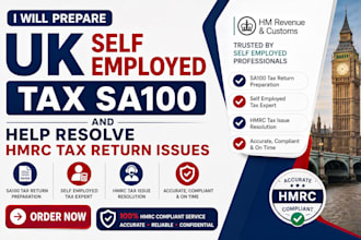 prepare UK self employed tax sa100 and help resolve hmrc tax return issues
