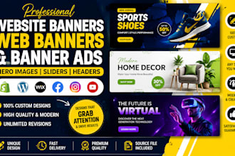 design website banners, web banners, banner ads, hero images and sliders