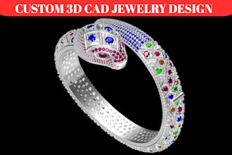 do custom 3d cad jewelry design ring necklace bracelet earring retouch for print