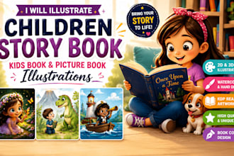 illustrate children story book, kids book, picture book and illustration