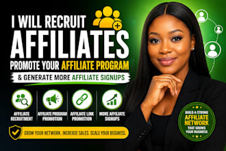 recruit affiliates, promote your affiliate links, and increase affiliate signup