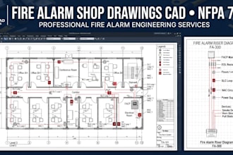 fire alarm shop drawings cad device layout nfpa 72