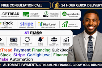 jobtread payment financing quickbooks  slack stripe gohighlevel finance make