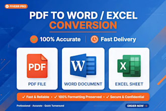 convert PDF to word and excel , image  to typing accurately