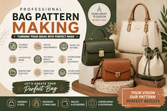 create digital handbag backpack totes bag sewing pattern design and tech pack