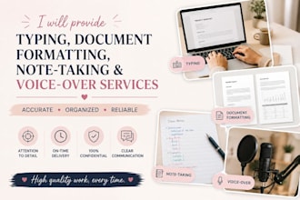 typing formatting notes and voice overs
