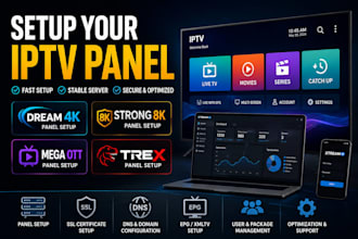 setup your iptv panel dream 4k strong 8k mega ott trex