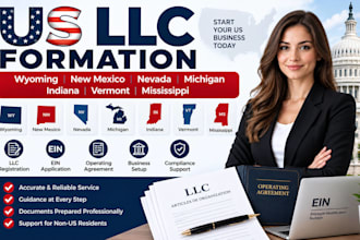 llc in wyoming new mexico nevada michigan indiana vermont mississippi with ein